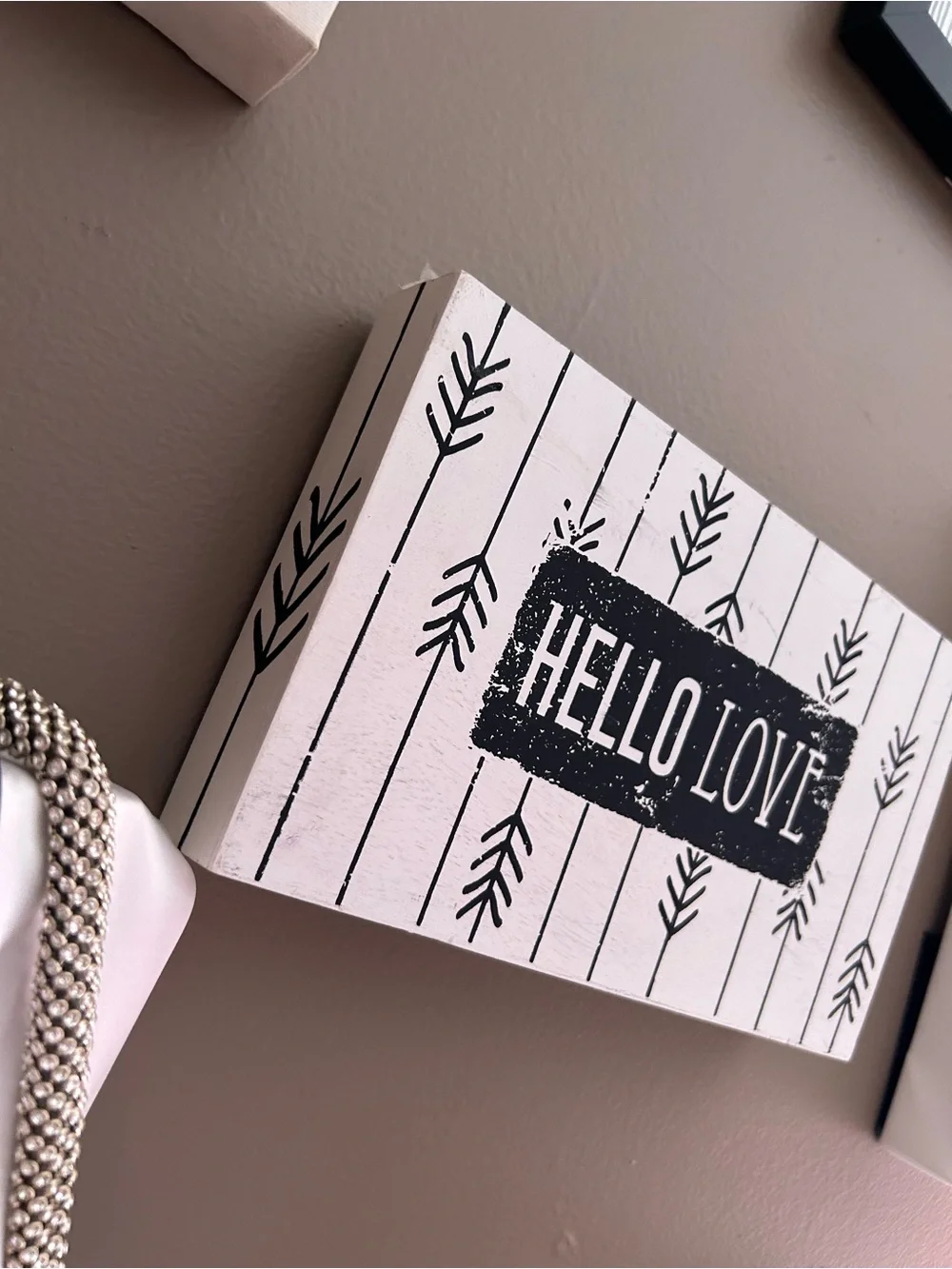 Hello Love Black and White Wall Sign- wall decor- 10inW & 6inH